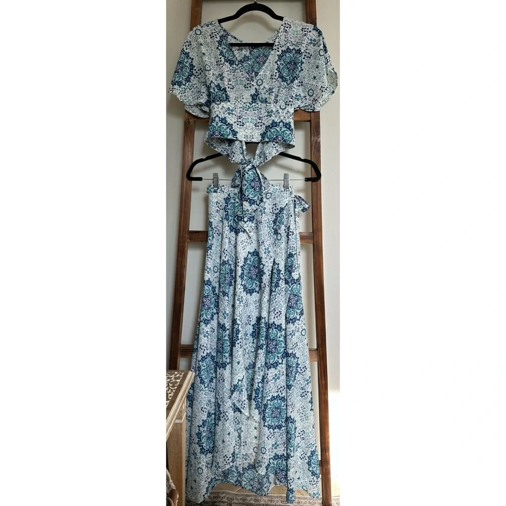 NEW American Rag Maxi Wrap Skirt and Top Matching Two Piece Coord Set